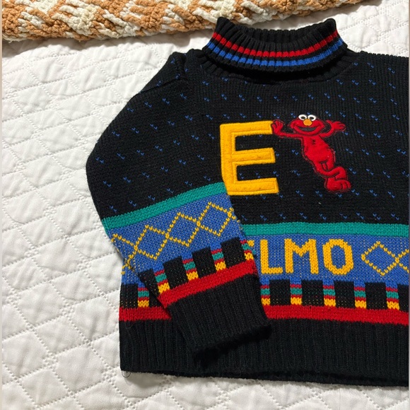 Vintage Sesame Street Elmo Colorblock Turtleneck Sweater - Picture 3 of 12